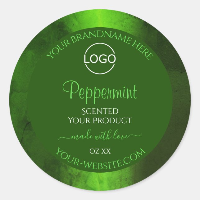 Shimmery Green Marble Modern Product Labels Logo (Front)