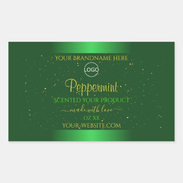Shimmery Green Product Label Soft Glitter Add Logo (Front)