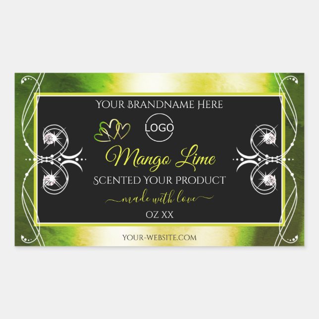 Shimmery Green Product Labels Logo Jewels Black (Front)