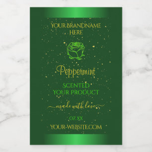 Shimmery Green Product Labels Soft Glitter Flower
