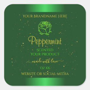 Shimmery Green Product Labels Soft Glitter Flower