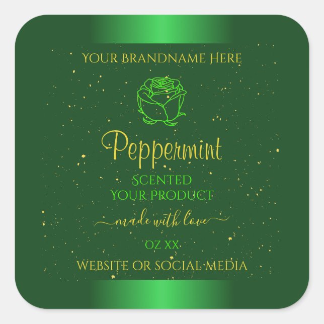 Shimmery Green Product Labels Soft Glitter Flower (Front)