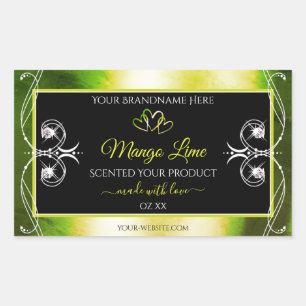 Shimmery Green Yellow Product Labels Jewels Black