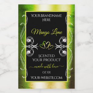 Shimmery Green Yellow Product Labels Jewels Black