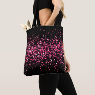 Shimmery hot pink glitter chic confetti tote bag