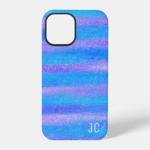 Shimmery Iridescent Stripes Turquoise Pink iPhone 12 Pro Case