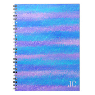 Shimmery Iridescent Stripes Turquoise Pink Photo Notebook
