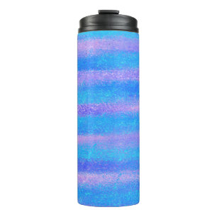 Shimmery Iridescent Stripes Turquoise Pink Thermal Tumbler