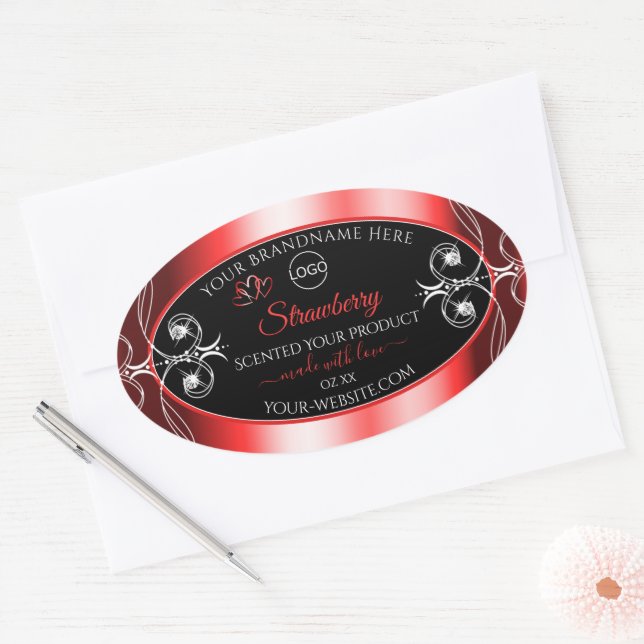 Shimmery Jewels Ruby Red Black Product Labels Logo (Envelope)