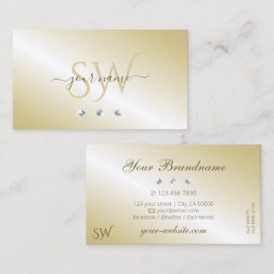 Shimmery Light Golden Sparkling Diamonds Initials Business Card