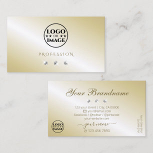 Shimmery Light Golden Sparkling Diamonds with Logo Business Card