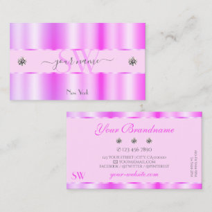 Shimmery Light Pink Sparkling Diamonds Initials Business Card