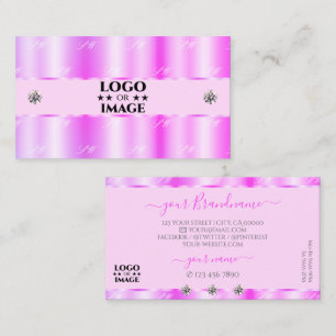 Shimmery Light Pink Sparkling Diamonds with Logo Business Card