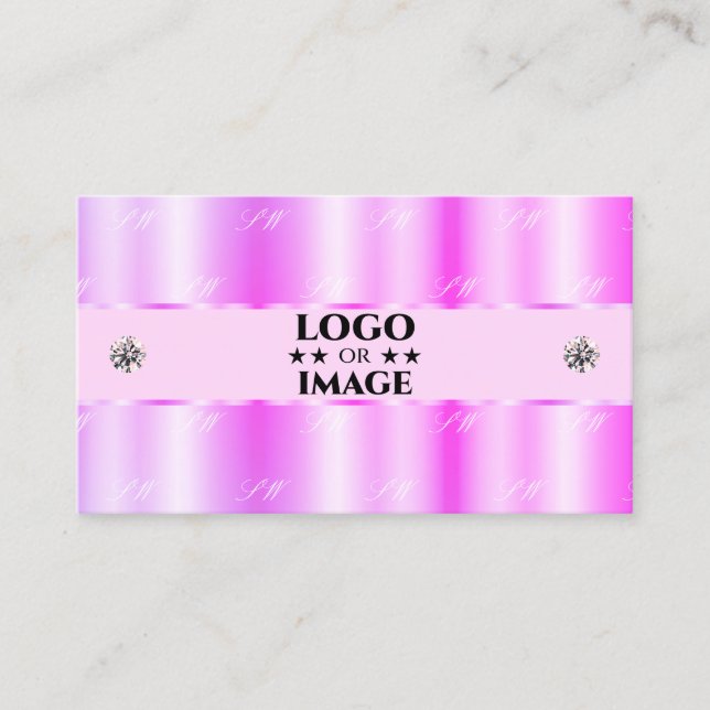 Shimmery Light Pink Sparkling Diamonds with Logo Business Card (Front)
