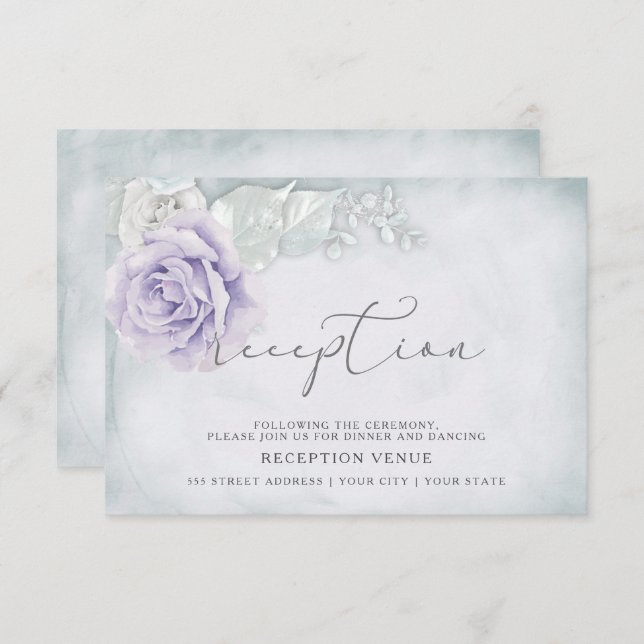 Shimmery Lilac and White Roses Reception Invitation (Front/Back)