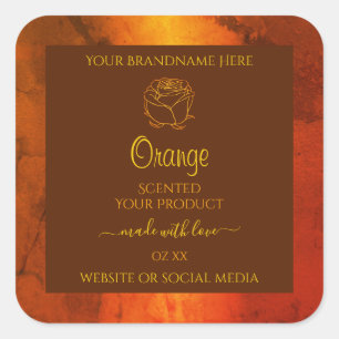 Shimmery Orange Marble Product Labels Rose Flower