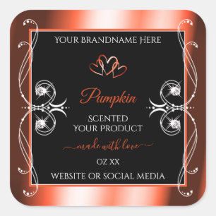 Shimmery Orange Red Black Product Labels Ornaments