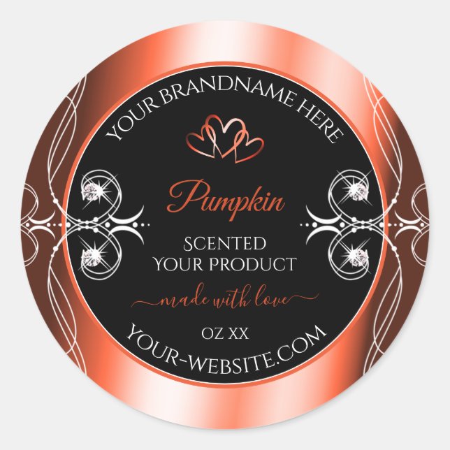 Shimmery Orange Red Black Product Labels Ornaments (Front)