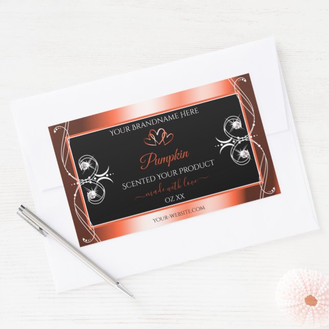 Shimmery Orange Red Black Product Labels Ornaments (Envelope)