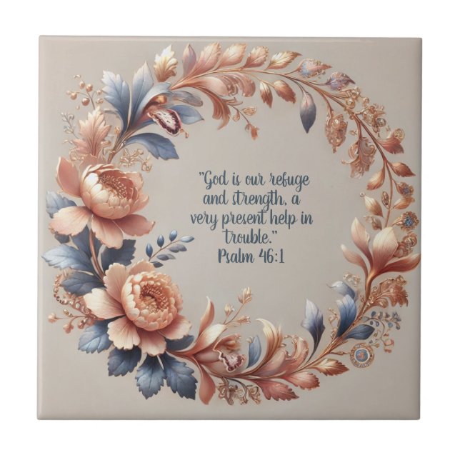 Shimmery Peach and Blue Pastel  Tile (Front)