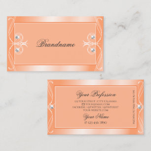 Shimmery Peach Sparkling Diamonds Ornate Ornaments Business Card