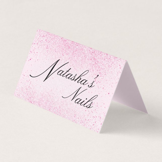 Shimmery Pink Glitter Dust Folded Business Card (Front)