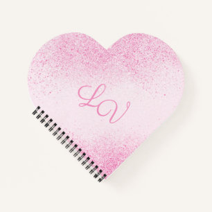 Shimmery Pink Glitter Dust Heart Notebook