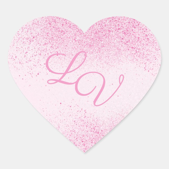 Shimmery Pink Glitter Dust Heart Sticker (Front)