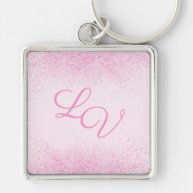 Shimmery Pink Glitter Dust Key Ring (Front)