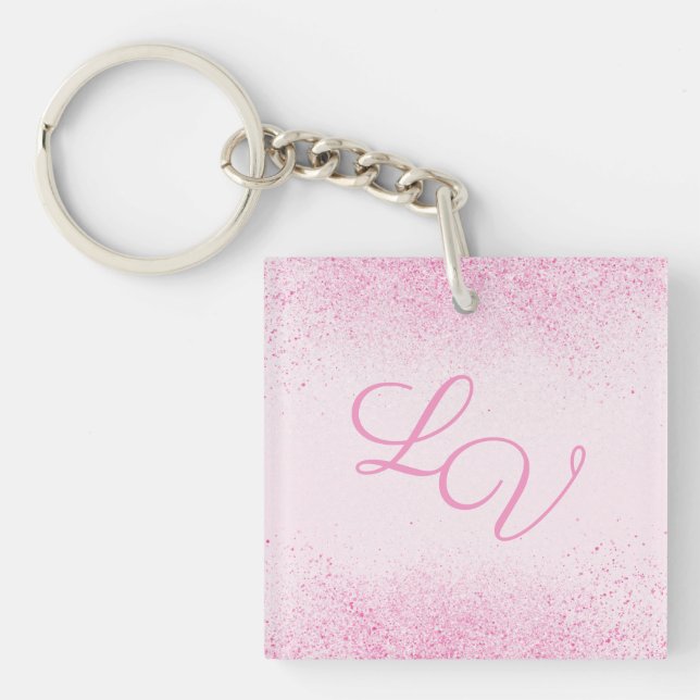Shimmery Pink Glitter Dust Key Ring (Front)