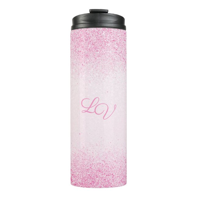 Shimmery Pink Glitter Dust Thermal Tumbler (Front)