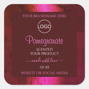 Shimmery Pink Red Marble Product Labels with Logo