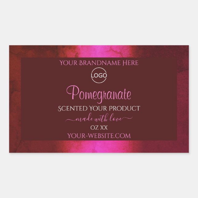 Shimmery Pink Red Marble Product Labels with Logo (Front)