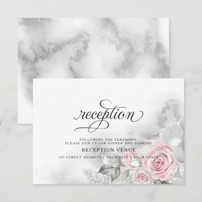 Shimmery Pink Roses  BarefootBride™ Invitation (Front/Back)