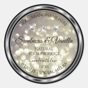 Shimmery Platinum Glitter Product Labels Diamonds
