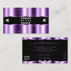 Shimmery Purple Black Sparkling Diamonds with Logo Business Card