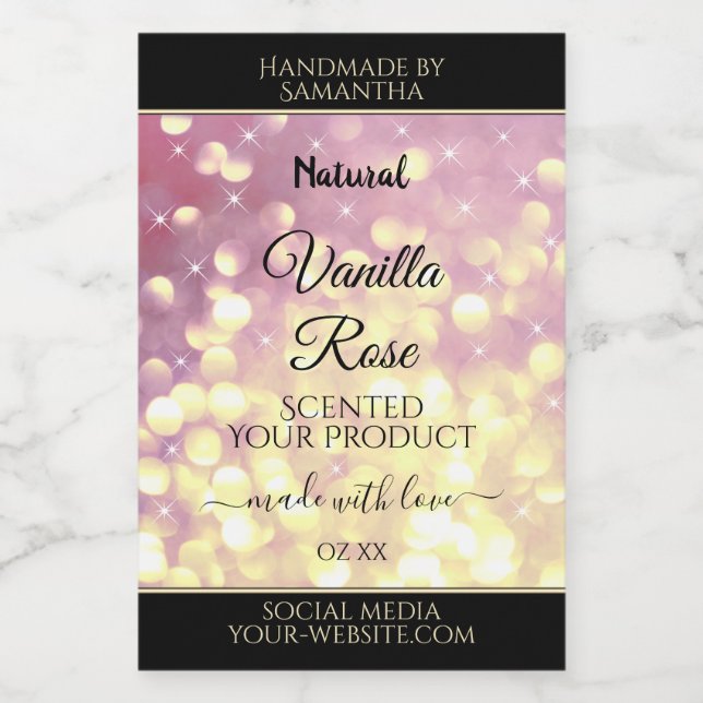 Shimmery Purple Gold Glitter Sparkle Product Label (Single Label)