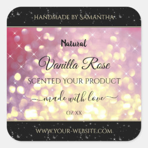 Shimmery Purple Gold Glitter Sparkle Product Label