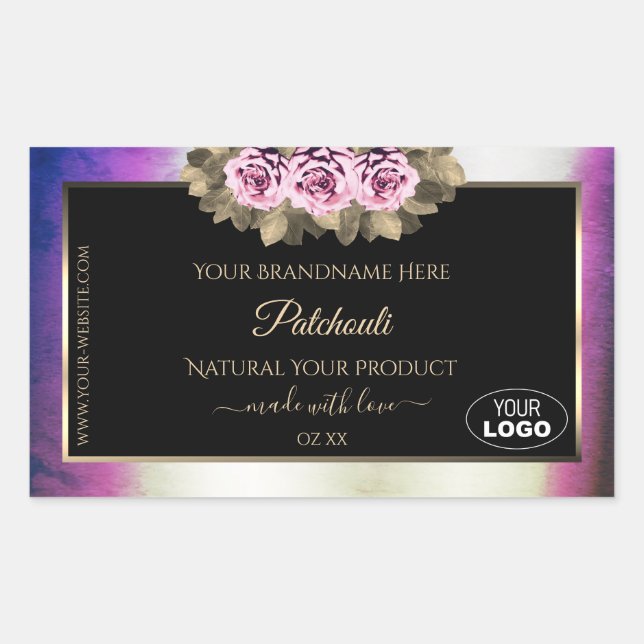 Shimmery Purple Marble Black Product Labels Logo (Front)