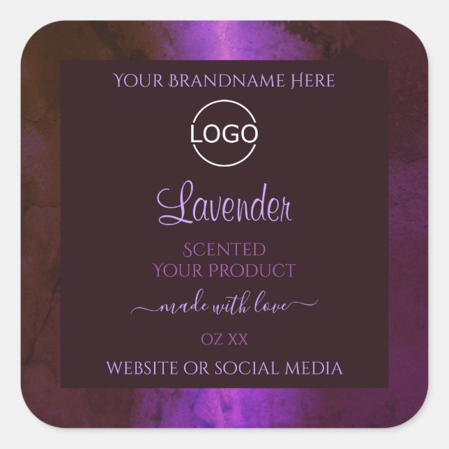 Shimmery Purple Marble Elegant Product Labels Logo (Front)