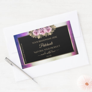 Shimmery Purple Marble Floral Black Product Labels