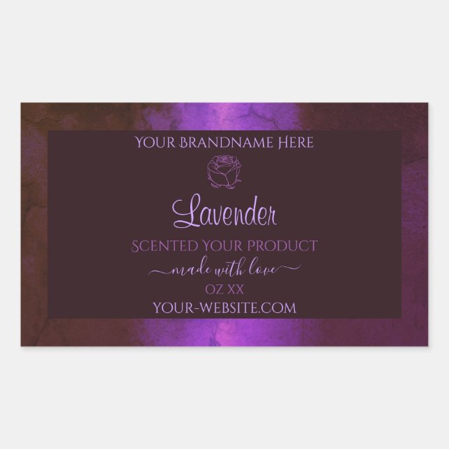 Shimmery Purple Marble Product Labels Rose Flower (Front)