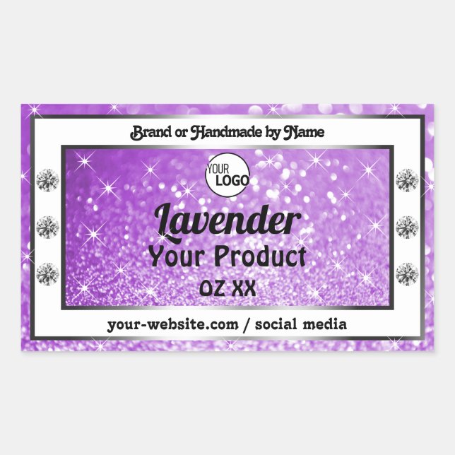 Shimmery Purple Sparkle Glitter Product Label Logo (Front)
