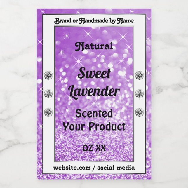 Shimmery Purple Sparkling Glitter Product Labels (Single Label)