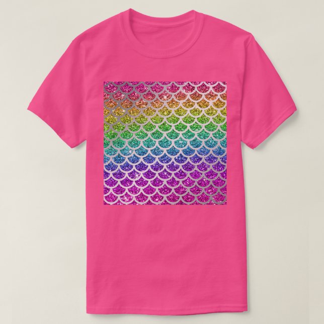Shimmery Rainbow Glitter Mermaid Scales 4 T-Shirt (Design Front)