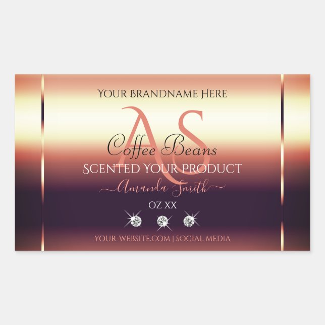 Shimmery Red Brown Product Labels Jewels Initials (Front)