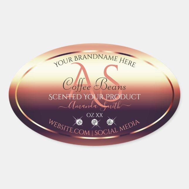 Shimmery Red Brown Product Labels Jewels Initials (Front)