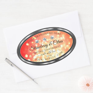 Shimmery Red Gold Glitter Product Labels Diamonds