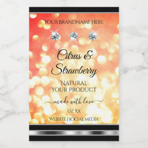 Shimmery Red Gold Glitter Product Labels Diamonds