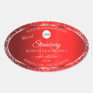 Shimmery Red Logo Initials Glitter Product Labels